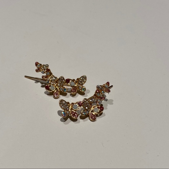 Butterfly Earring Climbers Cubic Zirconia - Picture 2 of 2